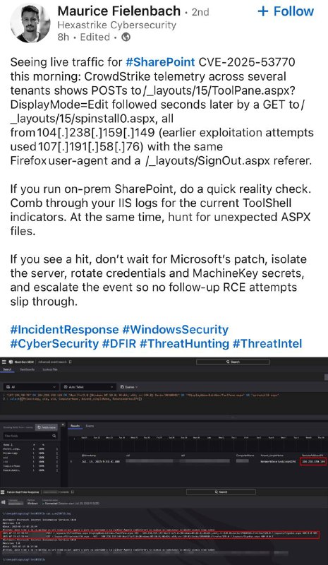 Sobre o 0day do sharepoint que tá em alta e sem patch da microsoft ainda