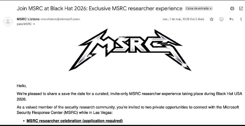 Eu não tinha postado aqui ainda mas fui convidado pra um evento presencial em vegas de pesquisadores selecionados que reportam pra microsoft