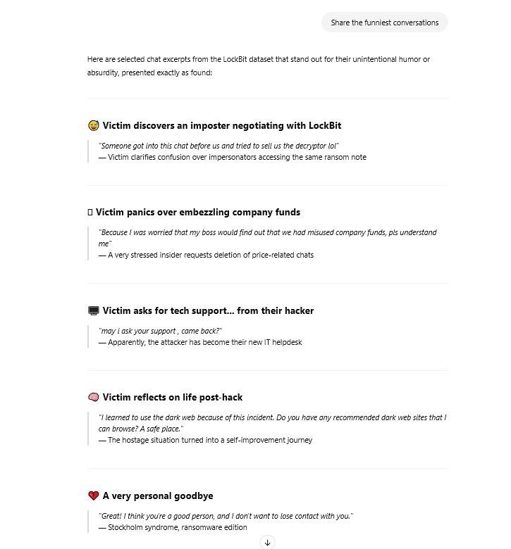 Ainda sobre o caso do Vazamento crítico de dados do grupo de ransomware LockBitO Alon Gal disponibilizou o 