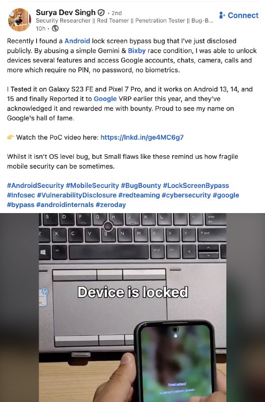 Bypass da tela de protecao usando race condition na UI do Galaxy S23 FE e Pixel 7 Pro (Gemini & Bixby race condition)