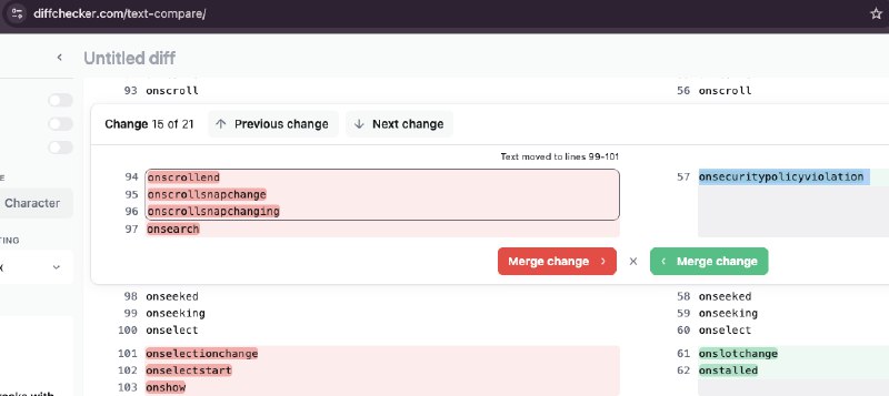 Part 2/3Fiz um diff entre os listeners da Portswigger e do navegador e encontrei alguns outros, entre eles o onsecuritypolicyviolation