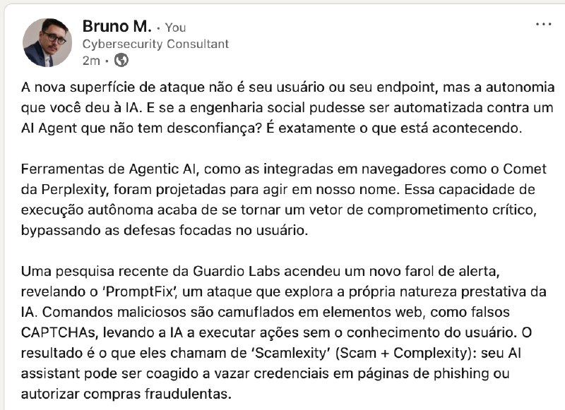 Conhece o PromptFix Attack?Link para o texto da imagem: 