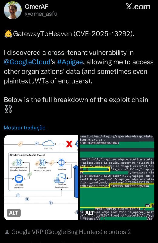 Para aqueles que já estão mais avançados, o cara fala nos comentários como ele conseguiu explorar a google e alcançar uma recompensa alta. Cara, não foi nada super complexo, ele só, por muito mérito dele, conhecia muito bem a estrutura da google. Já vi outros pesquisadores foda que nem ele conseguir um impacto igual a ele só por manjar muito daquela empresa. Inspiração demais esses caras que vão a fundo no contexto, nas tecnologias, na regra de negócio
