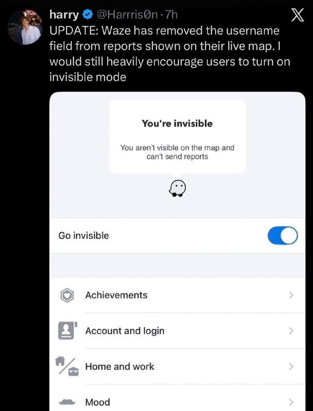 Pronto, na verdade a waze já removeu o campo usuário dos reports!