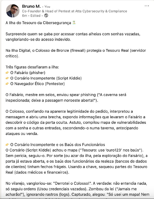 Fiz uma estória com analogia sobre a galera que usa senhas vazadas e se intitulam hacker.Tu pode conferir aqui: