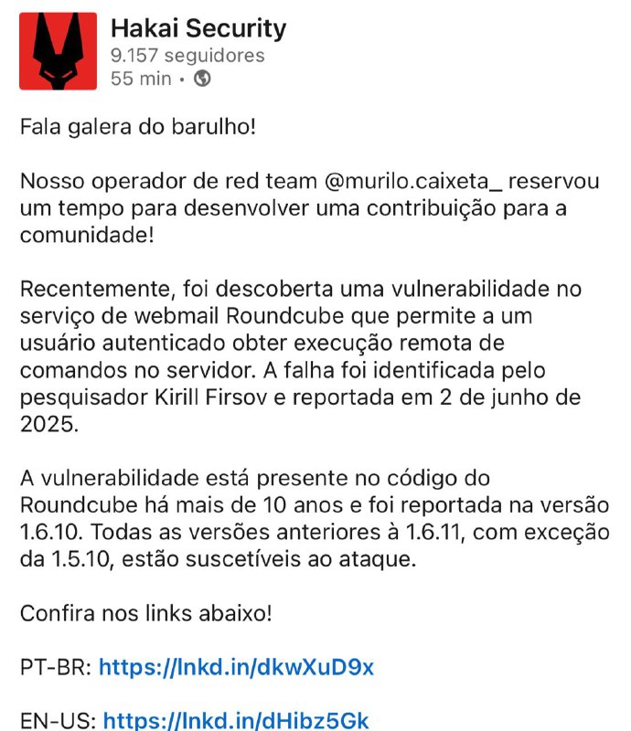 Sobre a CVE do Roundcube que compartilhei com vocês esses dias.