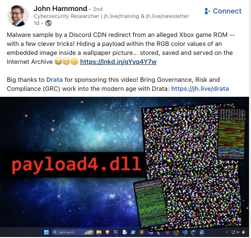 OK, ok. Não julgo mais aqueles CTFs que escondiam dados em imagens, parece que no mundo real isso realmente é usado.