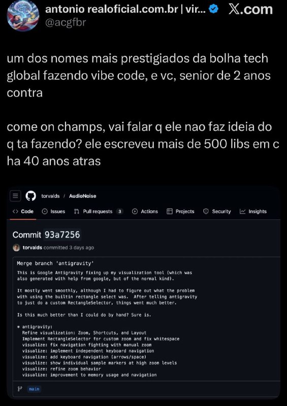 Linus Torvalds vibecodouTá liberado agora galera