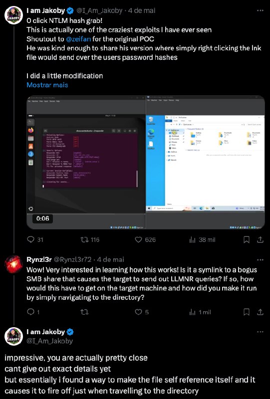 Ta rolando no X uma discussão sobre um 0day no windowsum 