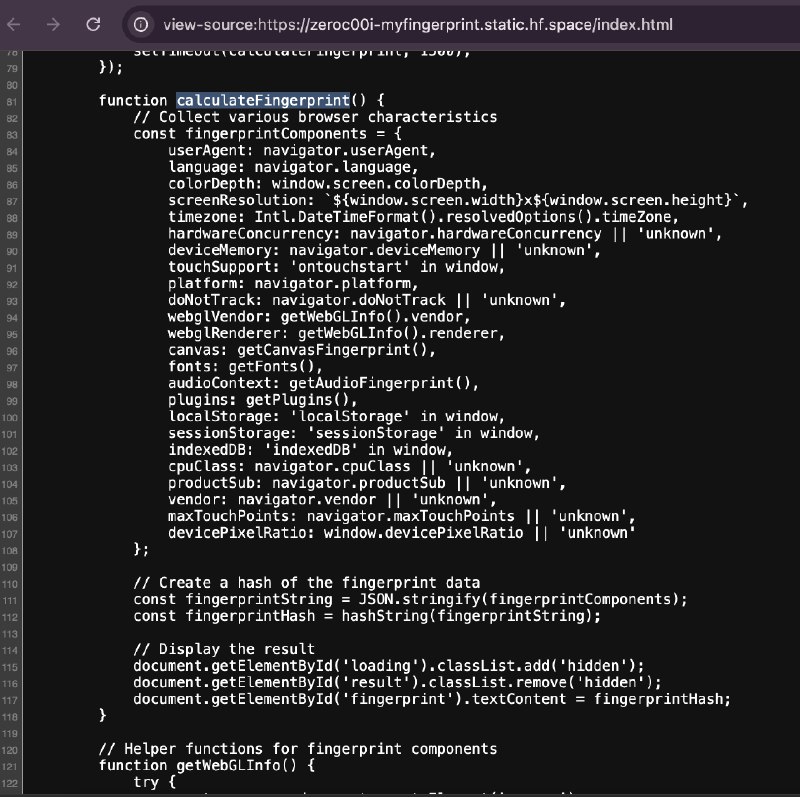 Ae pensando nisso eu fiz essa POC mais limpa, que vai acessar alguns recursos do teu navegador, que já são expostos naturalmente quando tu acessa qualquer outra página: