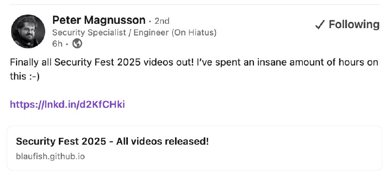 Security Fest is an inspiring and unique IT security conference held in Gothenburg, Sweden. The event is an excellent opportunity to learn more about IT security, and a great way to connect with both the renowned international speakers, and the other attendees.