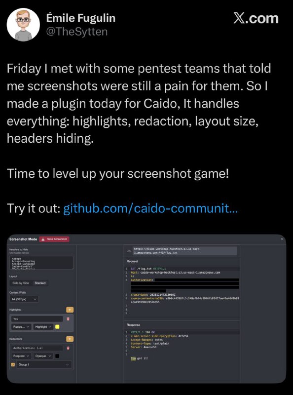 Extensão do Caido para screeshots