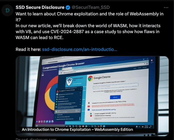 Não li ainda (artigos pra ler ++), mas tenho certeza que WASM ainda vai surpreender muita gente em como vai crescer sua utilização. Fora que se tu for o louco do low level coding, pode tirar boas CVEs com alto impacto. Tu pode criar cenários onde o cara simplesmente vai abrir a URL do teu site, teu WASM explorar um sandbox escaping no v8 do Google Chrome e levar a um RCE. Insano.