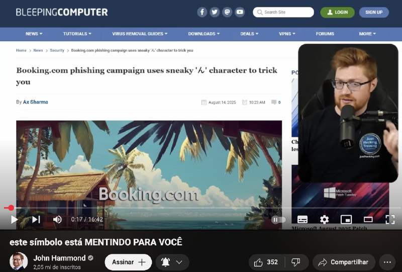 Lembram do caractere que falamos esses dias sendo usado pra Phishing?O John Hammond publicou um vídeo ha 3 horas falando sobre isso e outros caracteres parecidos que tem o mesmo comportamento: