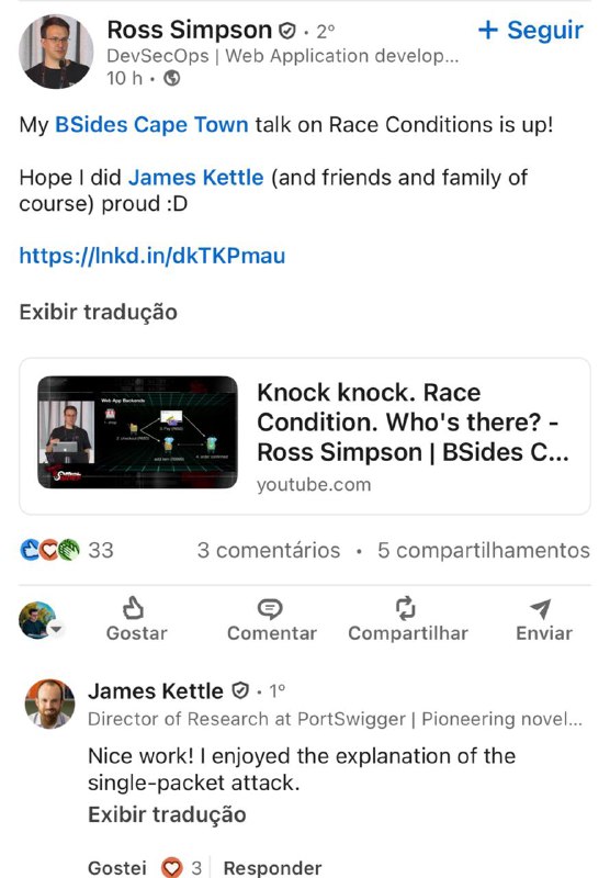 Talk de race condition para assistir depois ++