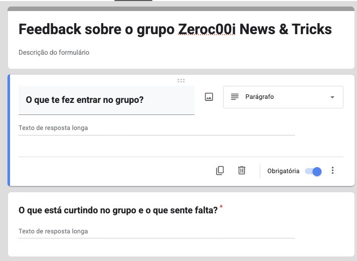 Pessoal, aproveitando que já to conhecendo um pouco mais de vocês e pedir 1 minuto de vocês para responder o que fez vocês entrar no grupo e o que tá mais gostando / sentindo falta