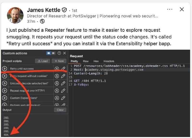 Sou um cara muito sonhador e isso faz meus dias ter um brilho um pouco a mais com coisas que podem parecer triviais para outras pessoas.Nessa live eu mandei um comentario falando pro James que seria legal ter uma funcionaliade no BurpEle não só demonstrou ao vivo como ele implementaria, como agora publicou no repositório da Portswigger e agradeceu minha sugestão no linkedin. Muito dahora!Sou um cara muito sonhador e isso faz meus dias ter um brilho um pouco a mais com coisas que podem parecer triviais para outras pessoas.Nessa live eu mandei um comentario falando pro James que seria legal ter uma funcionaliade no BurpEle não só demonstrou ao vivo como ele implementaria, como agora publicou no repositório da Portswigger e agradeceu minha sugestão no linkedin. Muito dahora!