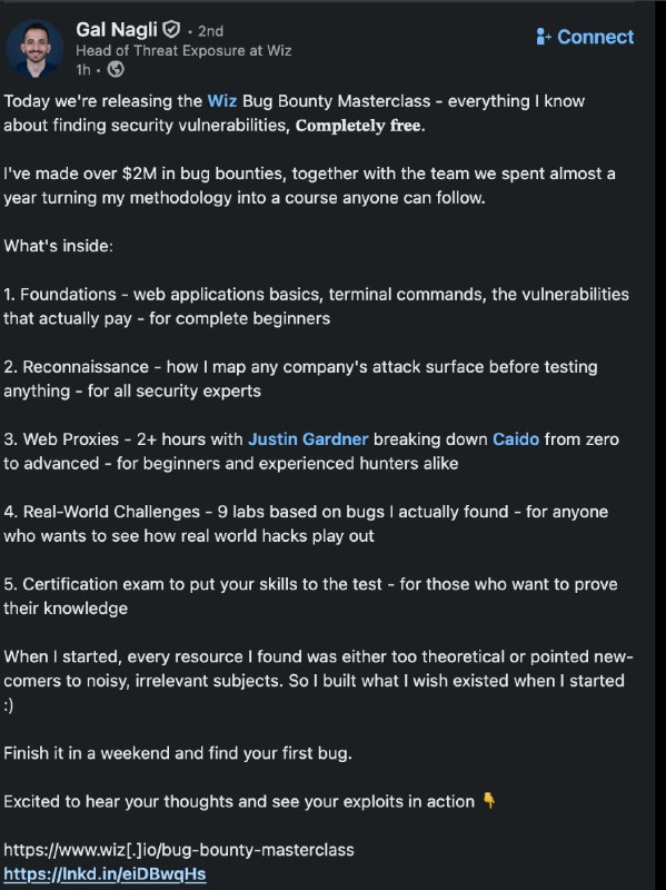 WIZ lança curso gratuito de bugbounty em conjunto com outros bug hunters