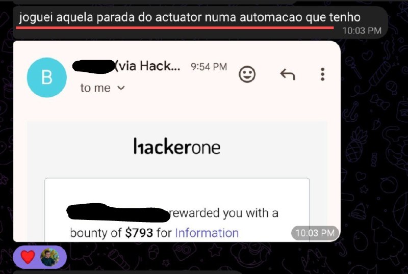 Um inscrito do canal aqui usou um dos insights de bugbounty do canal e conseguiu uma grana na hackerone 🥳Caso venha acontecer com você isso também, me deixe saber!Considerem assinar o grupo VIP (R$15), lá eu fico mais perto de vocês pra trocar ideia.TMJMais informações sobre o grupo VIP: