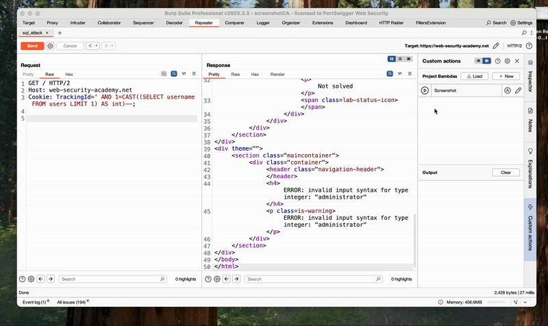 Tu usa um programa de edição de imagem para melhorar tuas evidências do Burp no bugbounty ou pentest?O pesquisador Martin Doyhenard da PortSwigger criou um Bambda p/ isso (sim essa funcionalidade tá muito em alta pela versatilidade que ta trazendo pro software).Esse Bambda se chama Screenshot e vai aparecer no menu de ações customizadas quando você o importar.O código é esse: