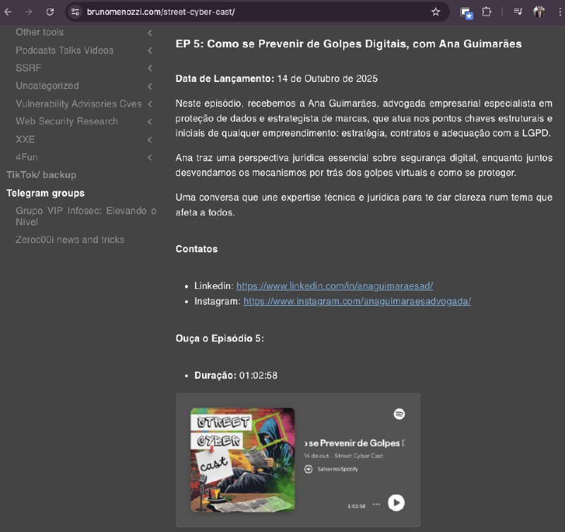 SAIU AGORA um novo episódio do Street CyberCast! Nome do EP: Como se Prevenir de Golpes Digitais, com Ana GuimarãesLink para o EPISÓDIO #5: 