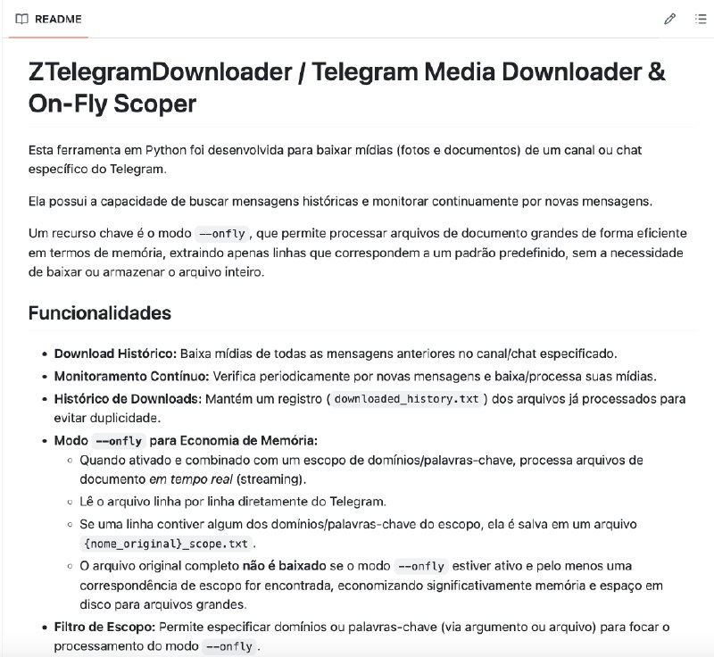 Pessoal, esses dias precisei criar um script para baixar todas mensagens de um grupo que não era meu no telegram.E não tinha como eu adicionar nenhum bot no grupo. Também, o grupo tinha muitos arquivos pesados e eu não queria baixar todos eles para só depois coletar as linhas que me interessavam.Então criei uma ferramenta para atender essa minha necessidade e tô compartilhando o código para caso alguém precise: