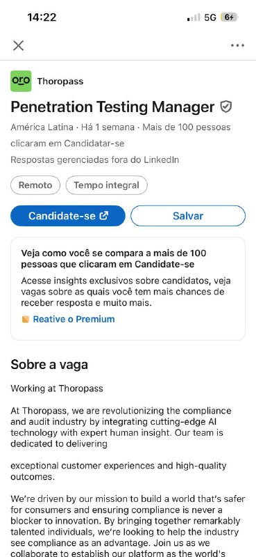 Confira esta vaga na Thoropass:  